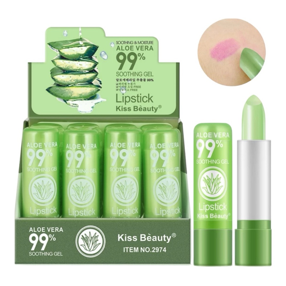KISS BEAUTY ALOE VERA LIPSTICK (12PCS TOTAL/EXP. 09/2025) - BNIB